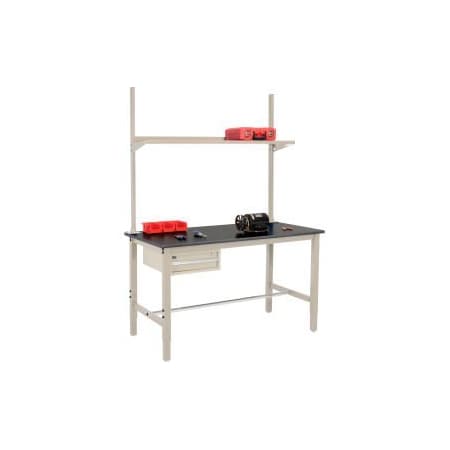 Global Equipment 72x30 Production Workbench Phenolic Safety Edge - Drawer, Upright   Shelf TN 318981TN